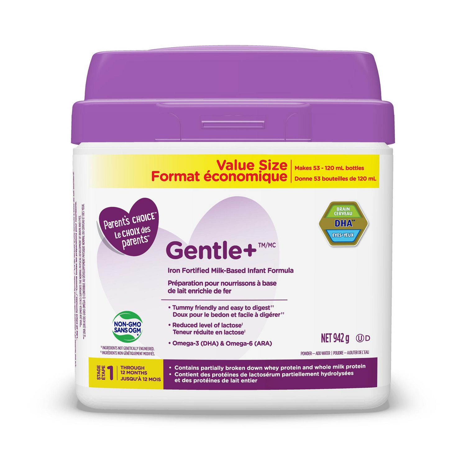 Parent's Choice Gentle+® Non-GMO Iron Fortified Milk-Based Stage 1 Infant Formula