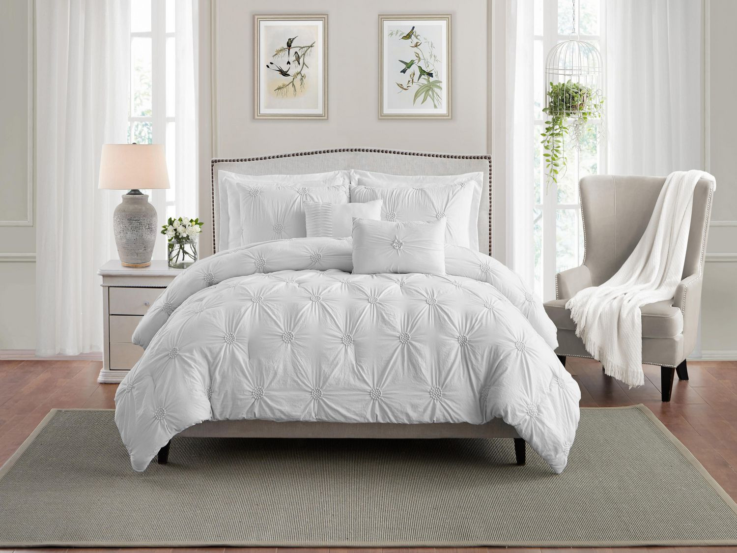 Floral Ruched Comforter Set