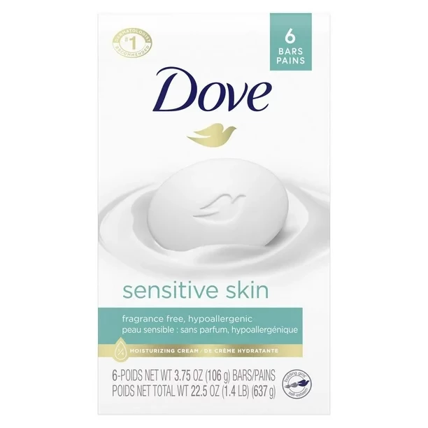 Dove Sensitive Skin Beauty Bar, 6x106g Beauty Bars