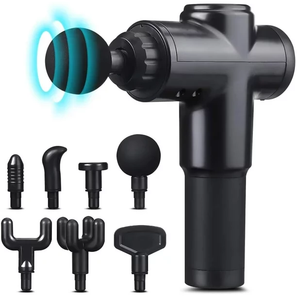 Deep Tissue Electric Massage Gun,Portable Handheld Rechargeable Body Muscle Massager,Percussion Massager with 6 Speeds 7 Heads Relieve Soreness Stiffness Recovery for Men Athletes